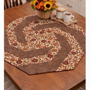 New handmade quilted patchwork Floral Brown Table Runner